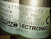 Датчик давления HYDAC ELECTRONIC, 300 bar, 8...30VDC арт. HDA 4770-A-300-253